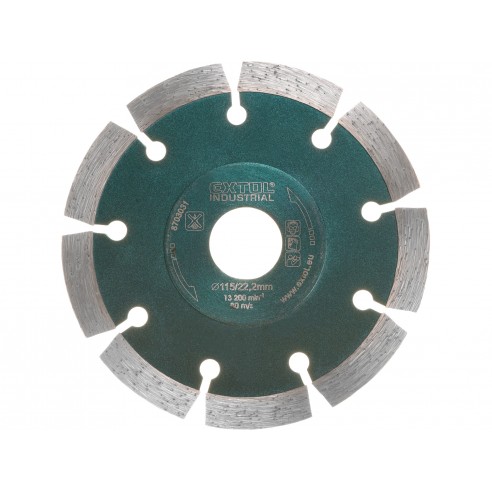  Дијамантски диск за сечење, сегментен, Grab Cut, 115x22,2mm, суво сечење EXTOL INDUSTRIAL